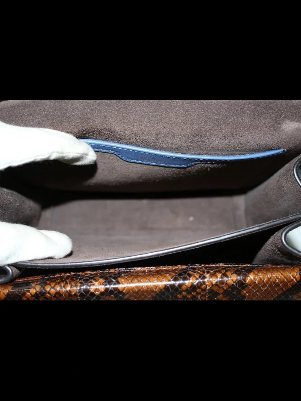 Mulberry Two-Tone Blue and Brown Top Handle Satchel with Gold Ring